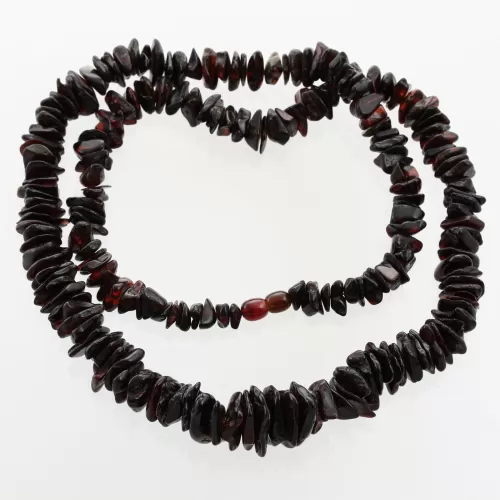 Large cherry chips Baltic amber necklace 79cm