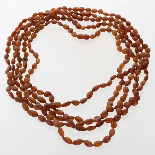 5 Raw Cognac BEANS Baltic amber adult necklaces 55cm