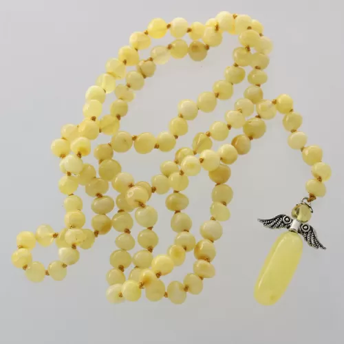 Milk Angel Pendant Baltic Amber Baroque Necklace 64cm