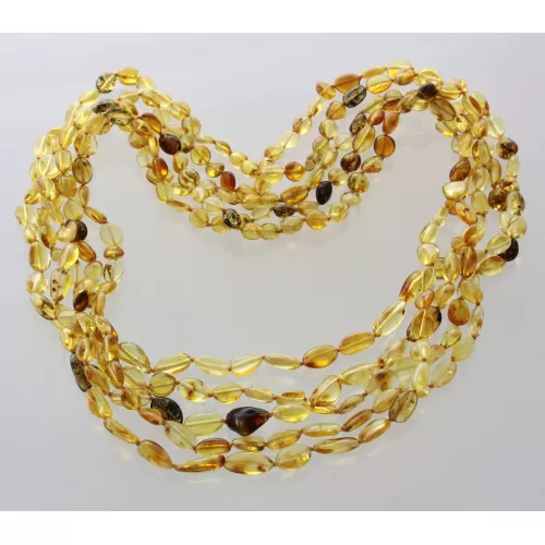 5 Mix BEANS Baltic amber adult necklaces 65cm