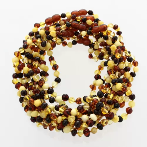 10 Multi BAROQUE Baltic amber teething necklaces 33cm