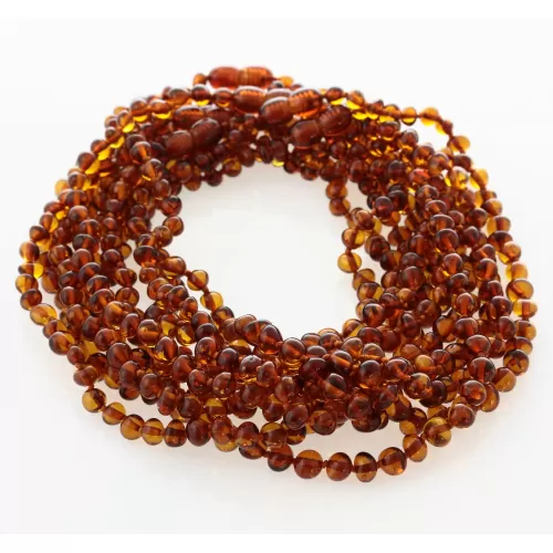 10 Cognac BAROQUE teething Baltic amber necklaces 32cm