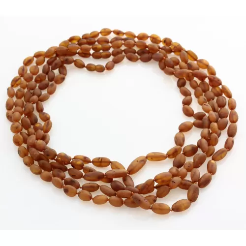 5 Raw Big Cognac BEANS Baltic amber adult necklaces 55cm