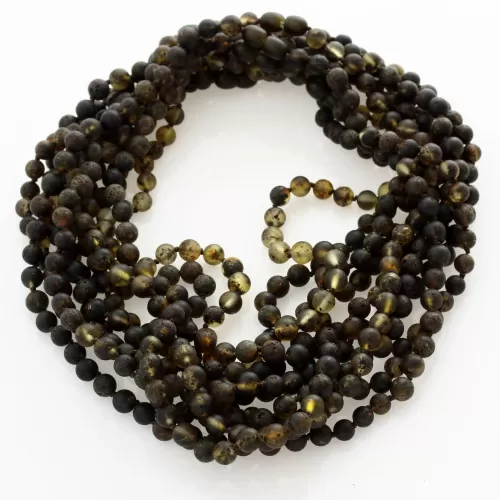 10 Raw Dark ROUND beads Baltic amber adult necklaces 46cm