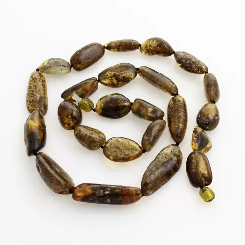 Large dark beads Baltic amber kntted necklace 56cm