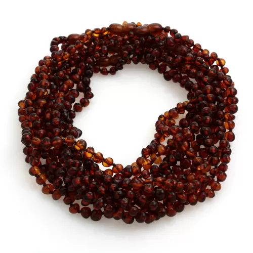 10 Cognac BAROQUE Baltic amber teething necklaces 36cm