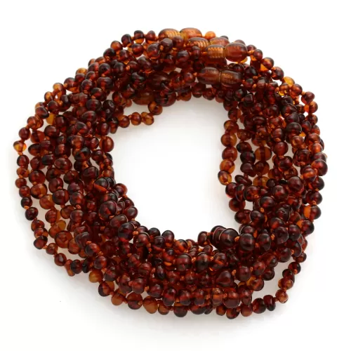 10 Cognac BAROQUE Baltic amber teething necklaces 28cm