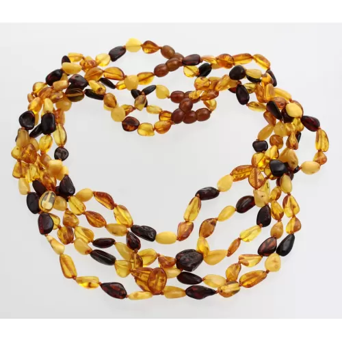 5 Multi BEANS Baltic amber adult necklaces 50cm