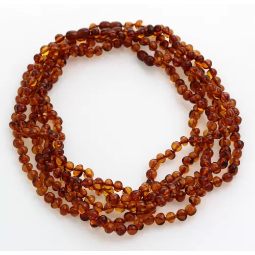 5 Cognac BAROQUE Baltic amber adult necklaces 46cm