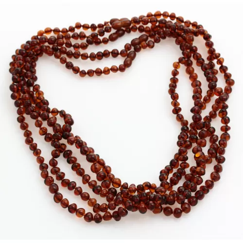 5 Cognac BAROQUE Baltic amber adult necklaces 60cm