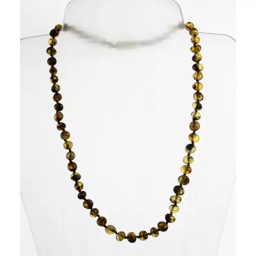 Green BAROQUE beads Baltic amber necklace 48cm