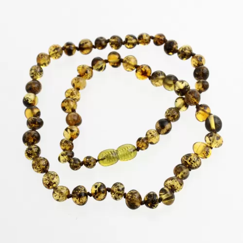 Green BAROQUE beads Baltic amber necklace 48cm