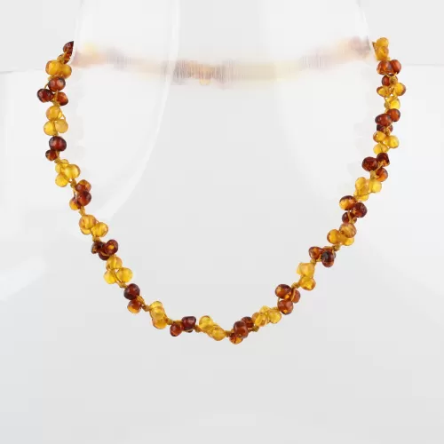 Multi-strand Baltic amber woven teething necklace 33cm