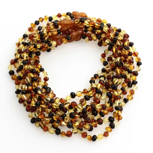 10 Multi BAROQUE Baltic amber teething necklaces 38cm