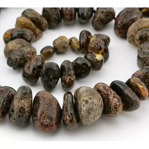 Huge dark BAROQUE beads Baltic amber neclace 24in