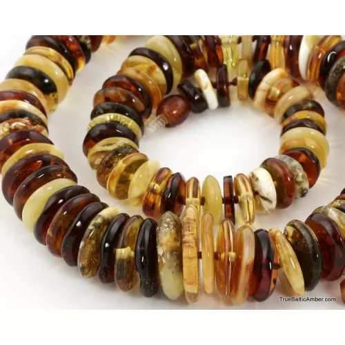 Mix buttons Baltic amber necklace 25in