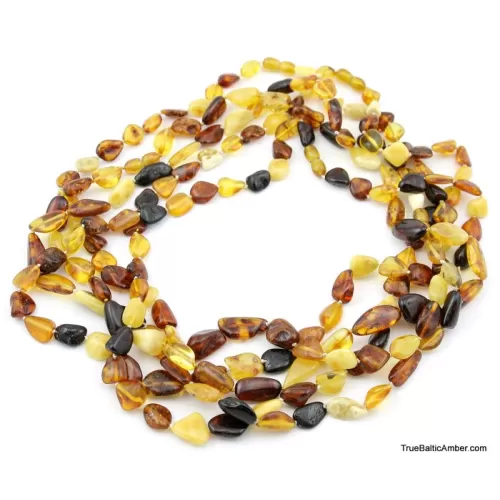 Lot of 5 Knotted BEANS Baltic amber necklaces