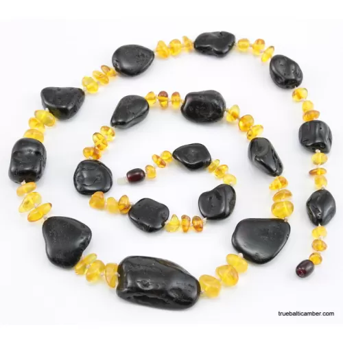 Large knotted beads Baltic amber necklace 30in