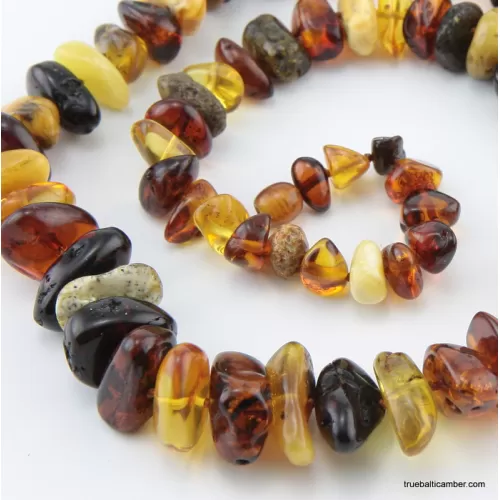 Large MULTI Baltic amber beads necklace