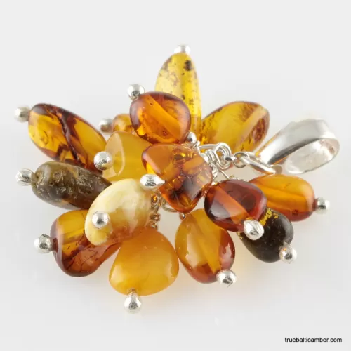 Grape bunch Baltic amber dangle pendant