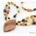 Multi-strand Baltic amber pendant necklace