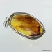 Large amulet Baltic amber silver pendant with insect inclusion 16g