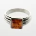 Square shape Baltic amber silver ring