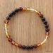 Polished ROUND beads Baltic amber stretchy bracelet