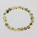 Polished Green ROUND beads Baltic amber stretchy bracelet 18cm