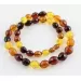 Facet cut OLIVE beads Baltic amber necklace 19in