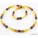 Faceted Baltic amber Multi OLIVE beads necklace