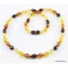 Faceted Baltic amber Multi OLIVE beads necklace