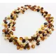 3 Multi Leaf Baltic amber Choker Leaves Necklace 48cm